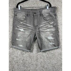 Buffalo David Bitton Parker Slim Denim Shorts Mens 36 Black Faded Zip Fly